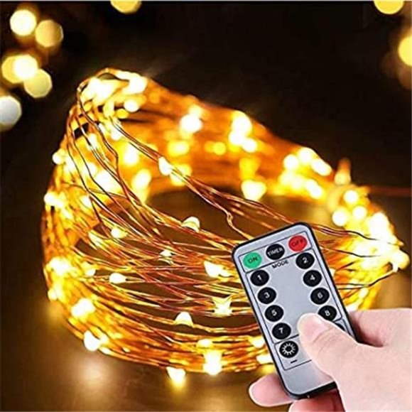 Remote Operated with 8 Modes, Home Christmas Holiday Copper Fairy String Lights - Picture 4 of 6